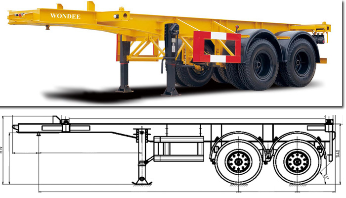 2 axle skeletal semitrailer