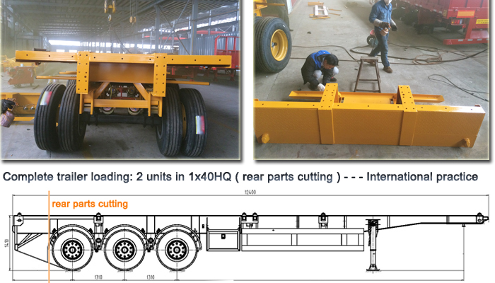 Container 40ft 3 Axle Skeletal Semi Trailer