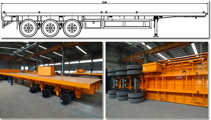 3 Axle 40T Flatbed Semi Trailer