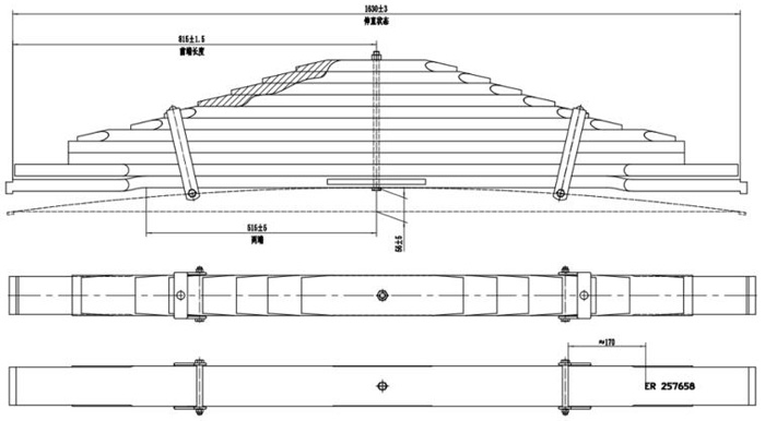 90x26 Volvo 257658 Leaf Spring Drawing