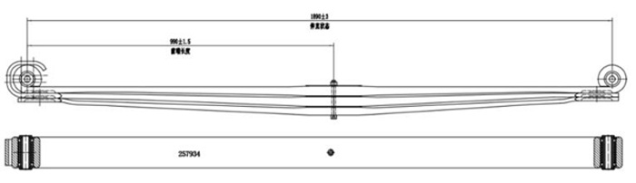 100x25 Volvo 257884 Leaf Spring drawing