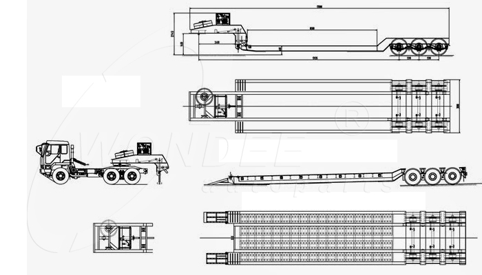 Detachable Gooseneck Low Boy Semi Trailer Drawing